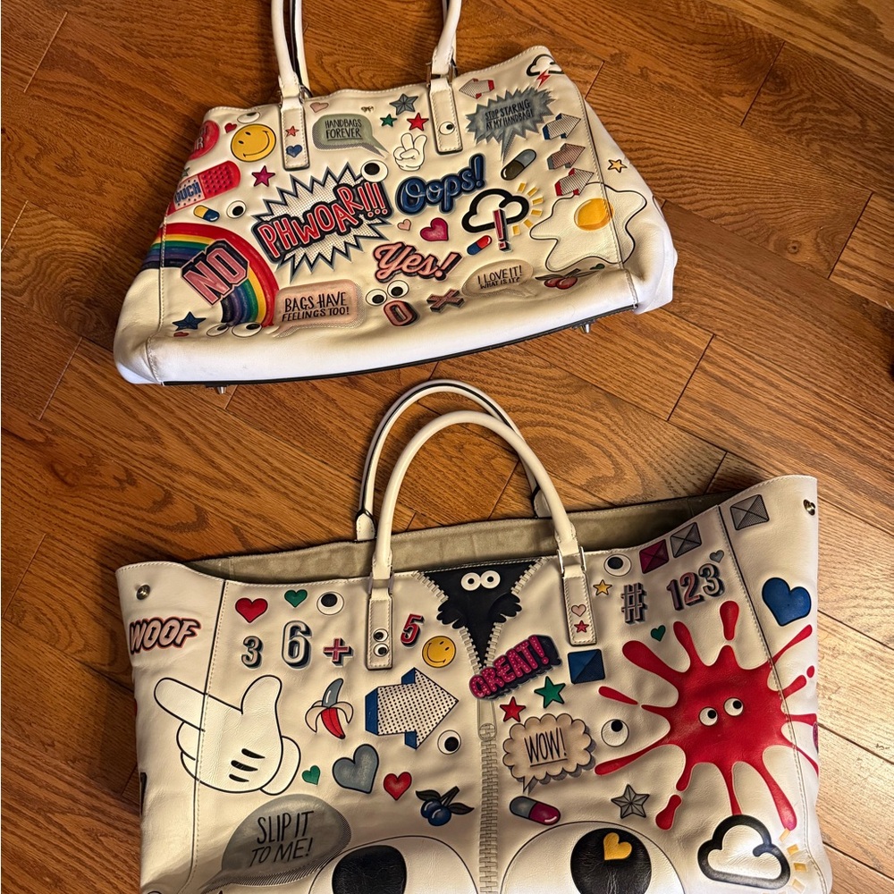 Anya Hindmarch Cream Graphic Tote Bag size medium. - Picture 14 of 16